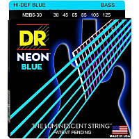 Струны для бас-гитары DR NBB6-30 HI-DEF NEON Blue K3 Coated Medium Bass Guitar 6-Strings 30/125