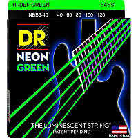 Струны для бас-гитары DR NGB5-40 Hi-Def Neon Green K3 Coated Light Bass Guitar 5 Strings 40/120