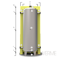 Аккумулирующая емкость KHT EA-01-2000 л WERME (Теплоакумулятор, Буферная ёмкость ВЕРМЕ) Без теплоизоляции