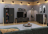 Современная серая модульная ТВ стенка под телевизор на ножках в гостиную, зал в стиле модерн Belle ВМВ Холдинг