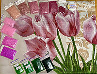 Набір Схема для вишивки з бісером Рожеві тюльпани Золота Підкова ЗПК-020