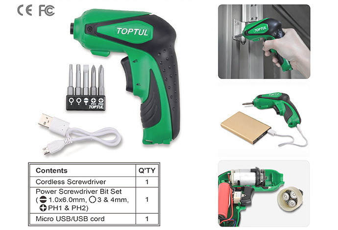 Электроотвертка TOPTUL 1/4" 3.6V 3Nm 350об/мин KPDB0803 - фото 2 - id-p2058175328