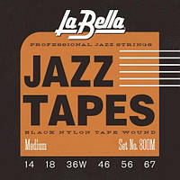 Струны для электрогитары La Bella 800M Jazz Tapes Black Nylon Medium 14/67