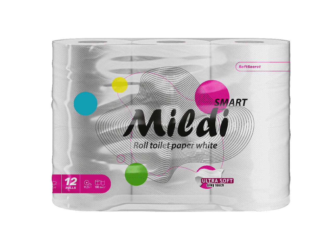 Тп на гільзі білий 2-х шар. "Mildi Smart" 12шт/уп целюлозн.
