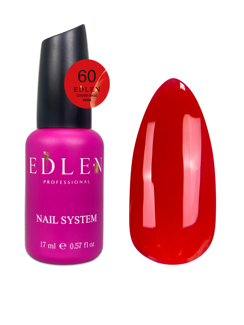 Камуфлююча база для нігтів Edlen Cover base Wine №60, 17 мл