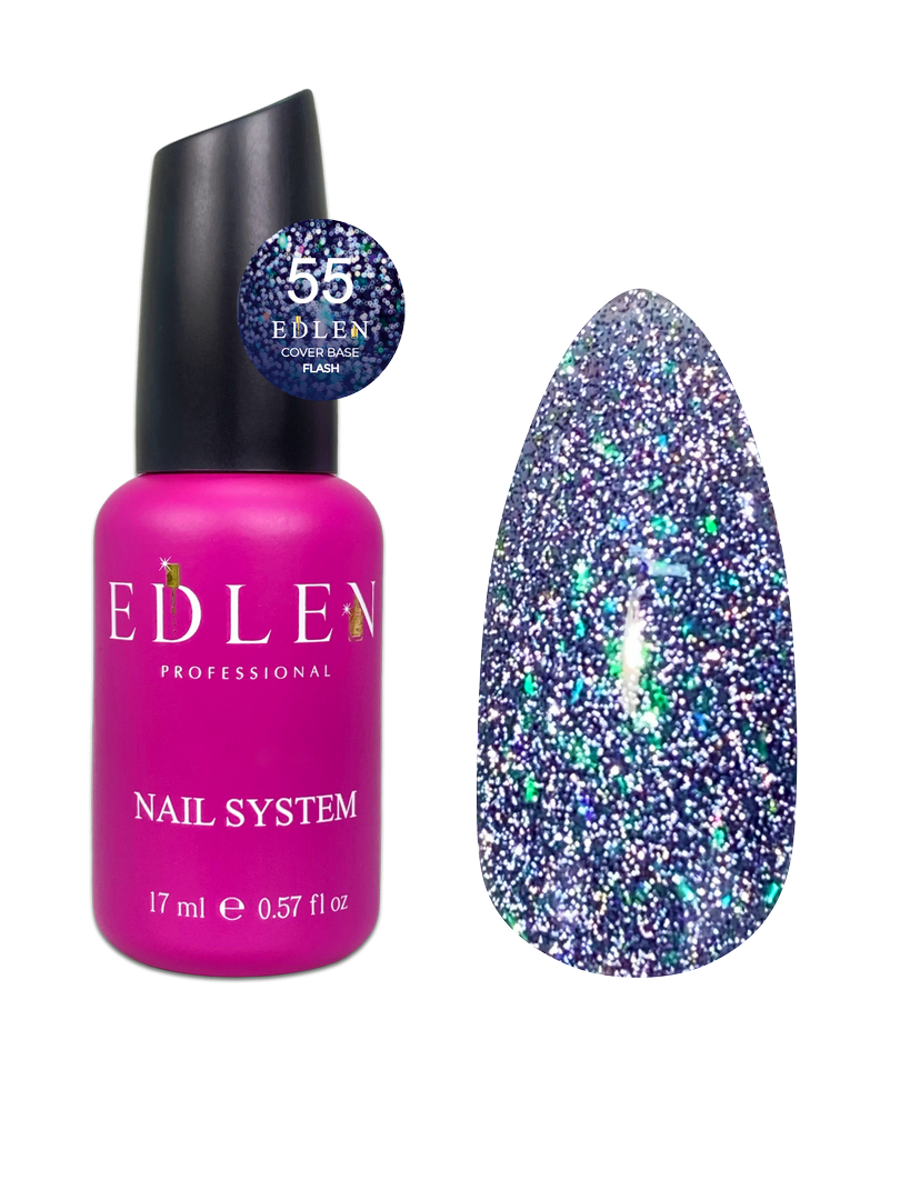 Камуфлююча база Edlen Cover base Flash №55 світловідбивна темно-сіра, 17 мл, фото 1