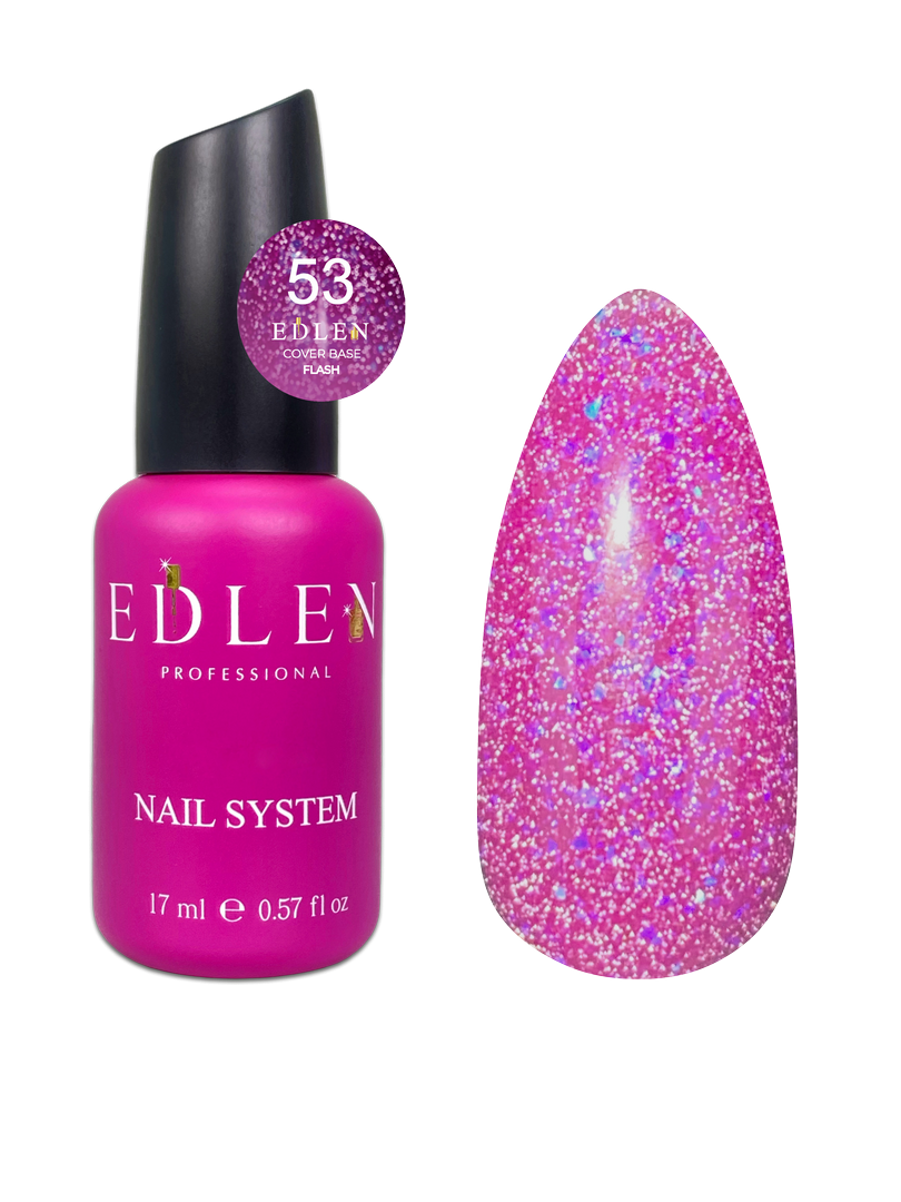 Камуфлююча база для нігтів Edlen Cover base Flash №53, 17 мл, фото 1
