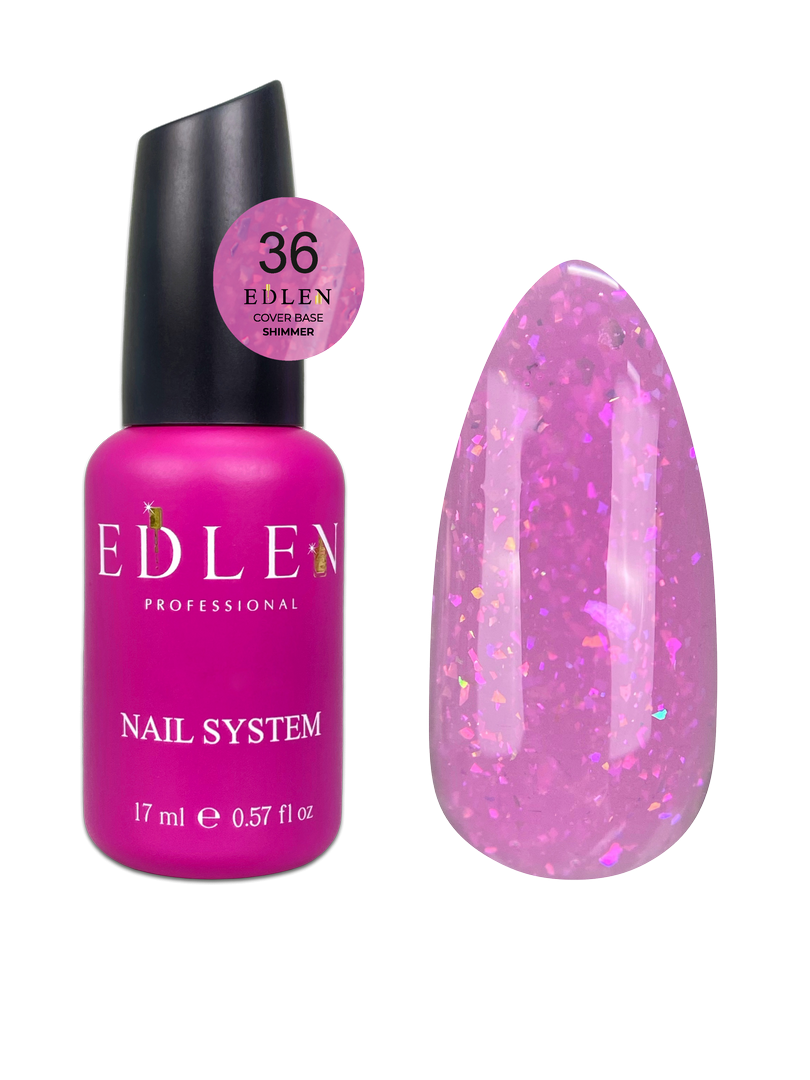 Камуфлююча база для нігтів Edlen Cover base Shimmer №36, 17 мл, фото 1