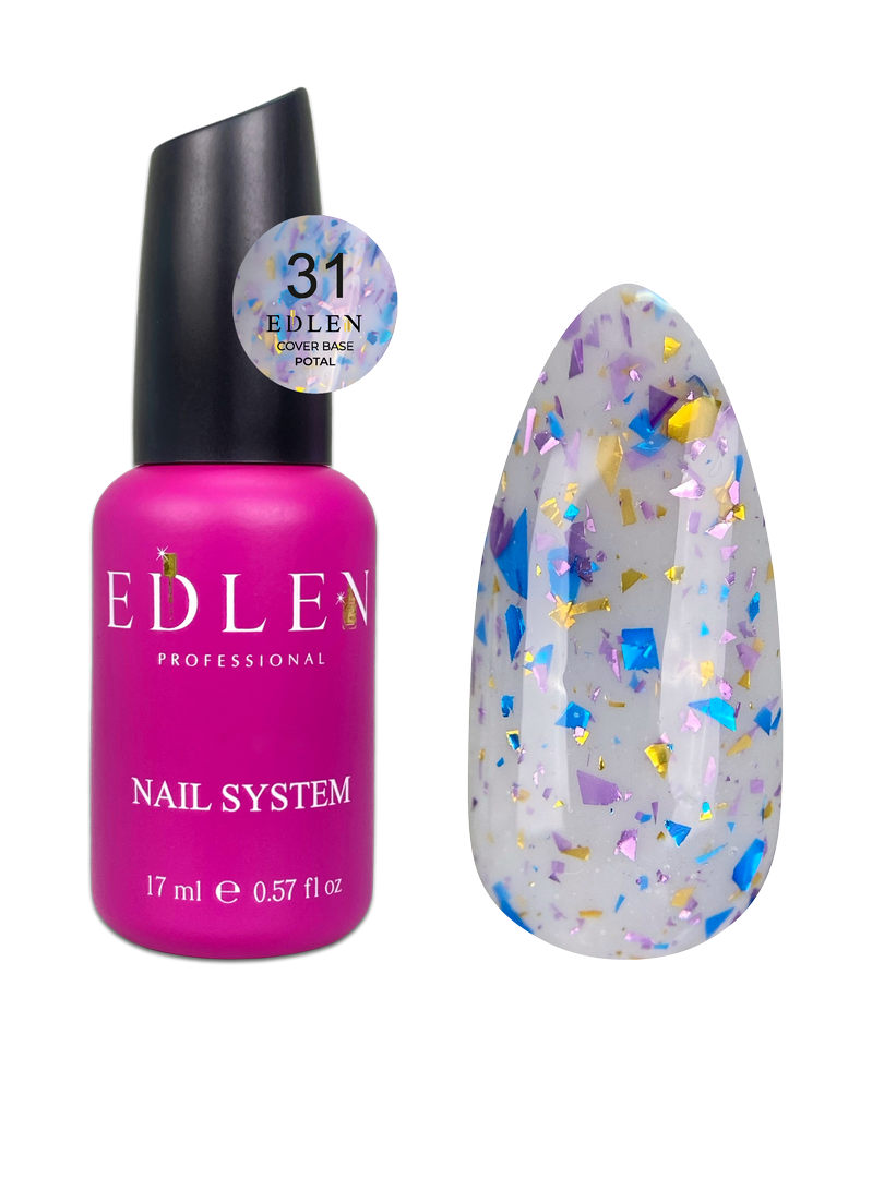 Камуфлювальна база Edlen Cover base Potal No31 молочний із синьою, фіолетовою та золотою талією, 17 мл, фото 1
