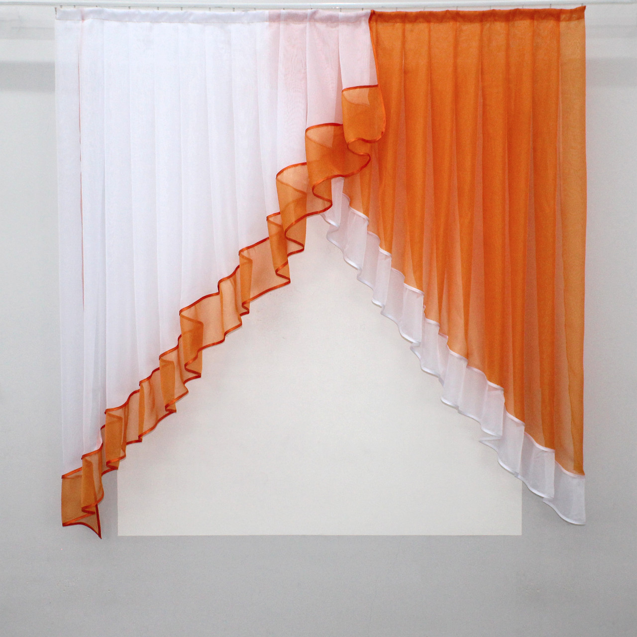 Кухонний комплект на карниз 1,5м. Колір білий з помаранчевим. Код 023к 52-0406, фото 1
