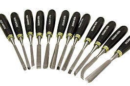 Набір інструментів для різьби по дереву, 12 шт. Holzmann SCH12TLG, сталеві кільця, дерев’яний кейс