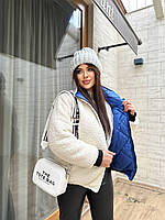 Жіноча зимова хутряна куртка на блискавці з капюшоном розміри 42-52