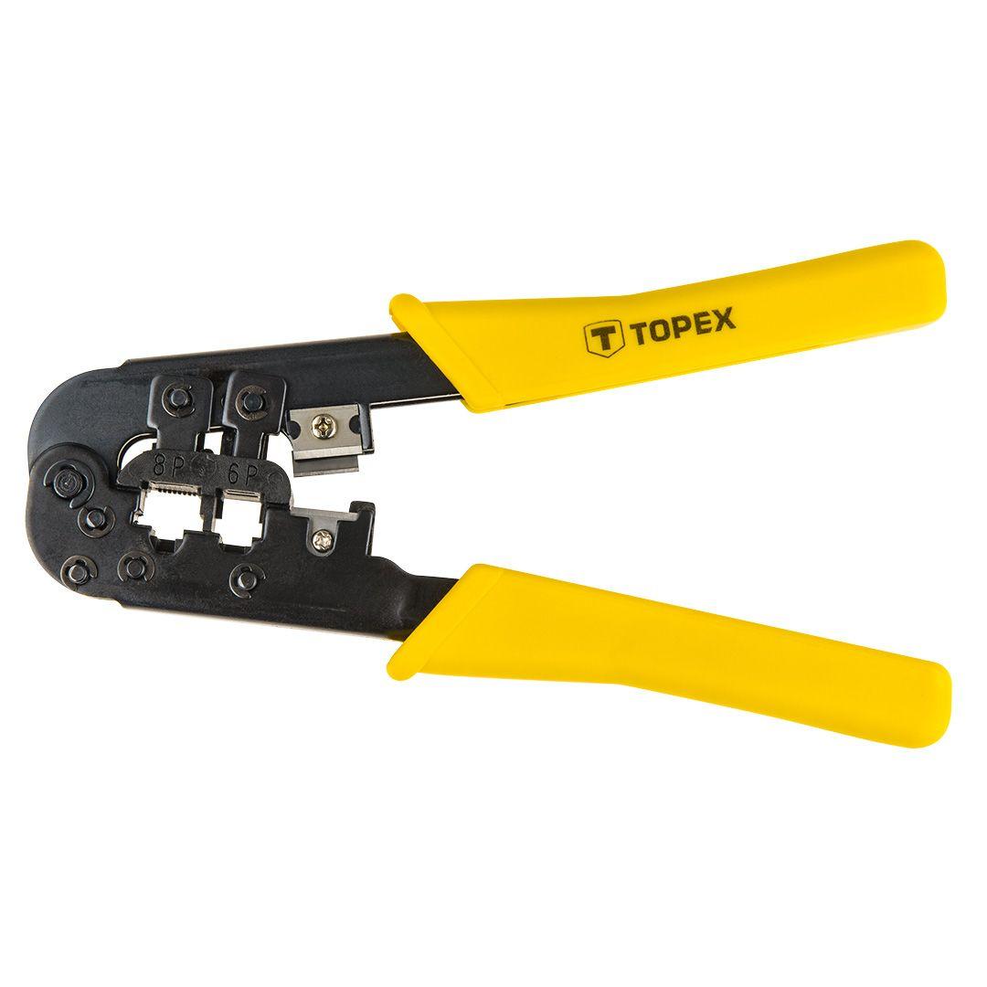 Topex Кліщі обтискні, для обтиску наконечників 6P, 8P, кусачки, в комплекті по 12 наконечників, 185мм  Tvoe - Порадуй Себе
