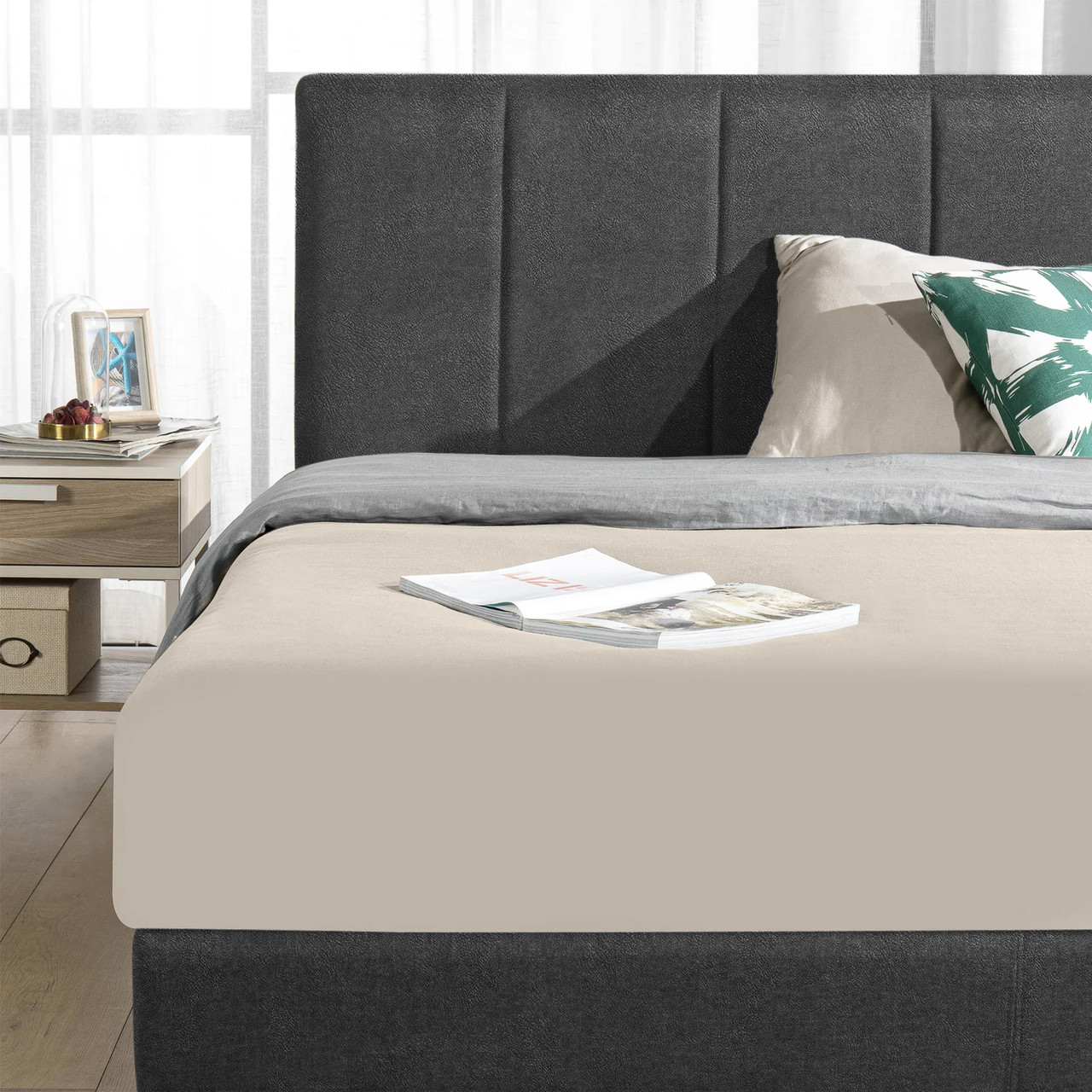 Двуспальная кровать Николь 160х200 Серый велюр (металический каркас, разборная) - фото 2 - id-p2058272704