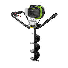 Бензобур Zipper ZI-ELB380 з трьома шнеками (100, 150, 200 мм) та подовжувачем 500 мм для якісного буріння