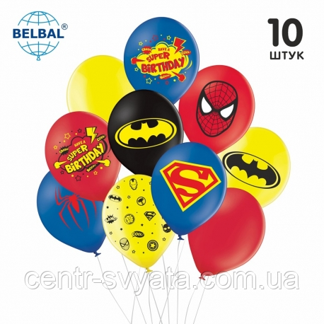 Набір повітряних куль BELBAL 12"(30 см) "Happy Birthday, з героями всесвіту"
