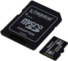 Картка пам'яті micro SDHC 16 GB Kingston (class 10) (UHS-1) (з адаптером)