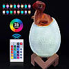 Дитячий світильник Sunroz 3D Dinozaur Lamp лампа-нічник "Динозаврик у яйці" з пультом ДК, фото 6