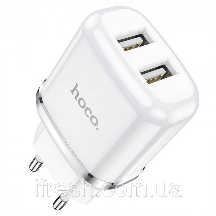 Мережевий зарядний пристрій Hoco N4 Aspiring 2USB/2,4A, White (731005)
