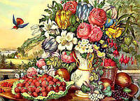 Алмазная мозаика Натюрморт фрукты и цветы DM-232 60x40см Полная зашивка. Набор алмазной вышивки