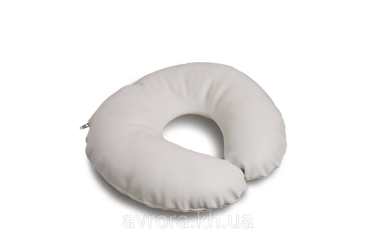 Подушка підкова екошкіра (під шию, рогалик, для нарощування вій). Біла, фото 1