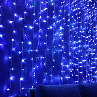 Гирлянда Штора от сети, 3х3 м, 320 LED, Синий / Светодиодная гирлянда на окно водопад