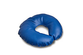 Подушка підкова екошкіра (під шию, рогалик, для нарощування вій). Синя