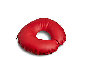 Подушка підкова екошкіра (під шию, рогалик, для нарощування вій). Червона