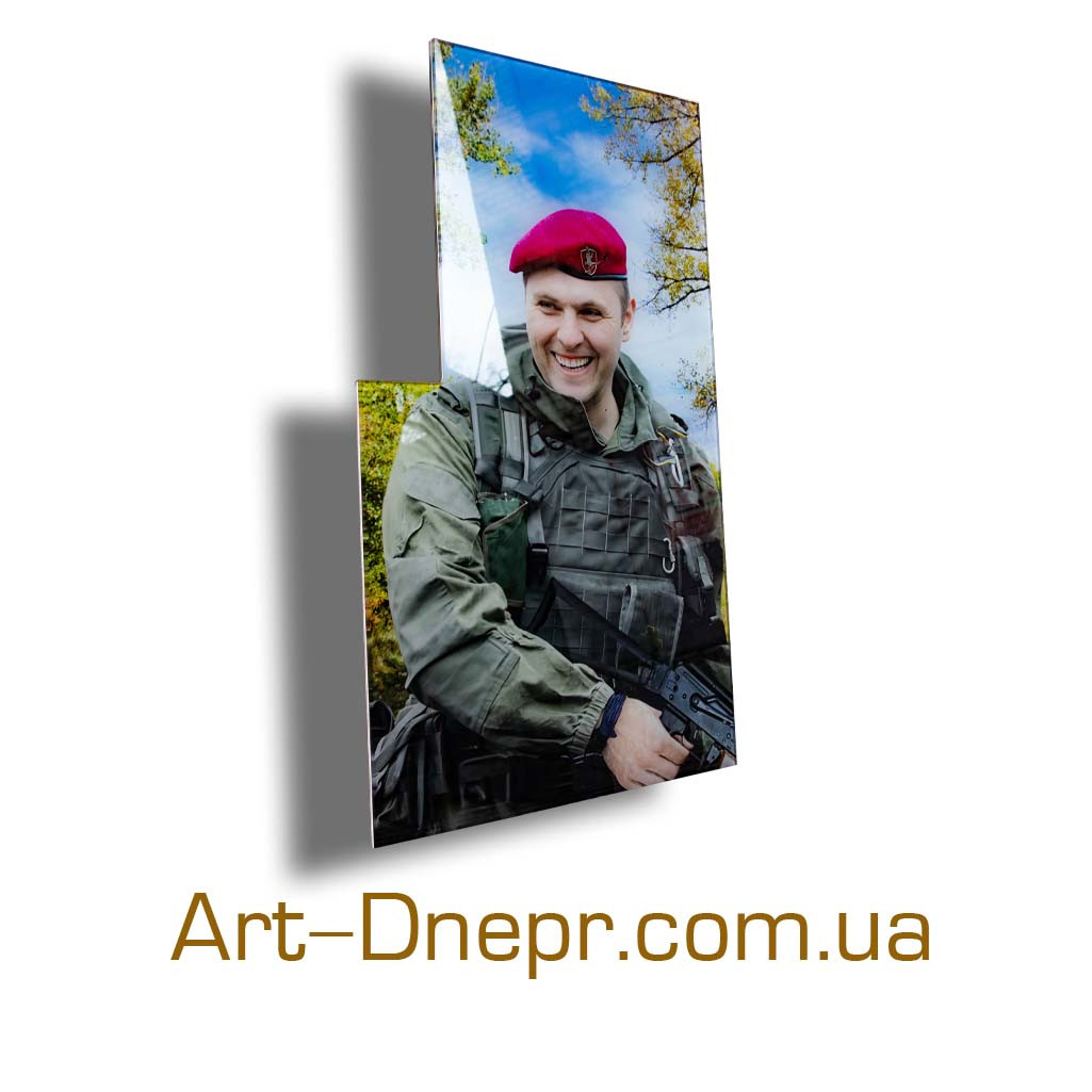 Табличка зі скла на пам'ятник, прямокутник з вирізом 500х1000х12 мм, фото 1
