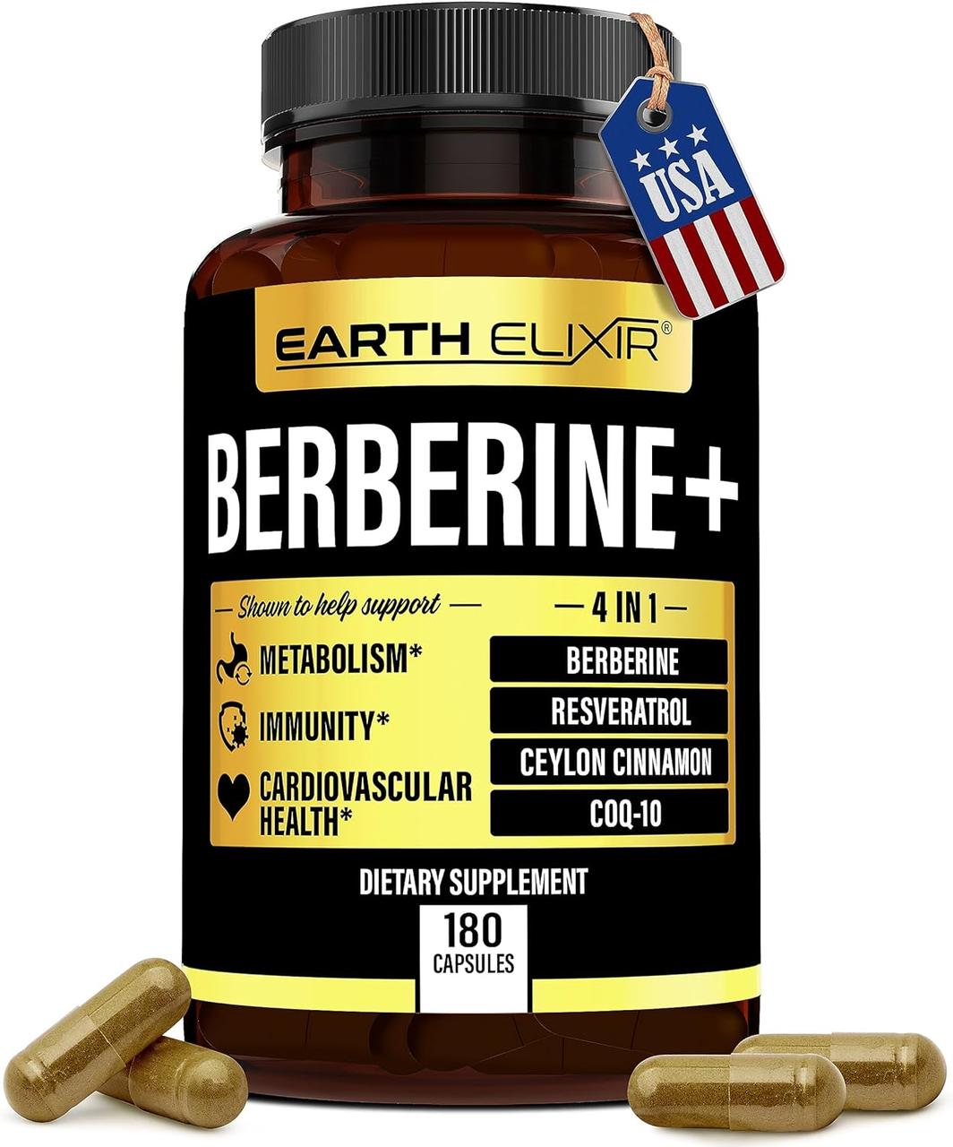 Берберинова домішка Earth Elixir 4-in-1 Berberine 180 капсул