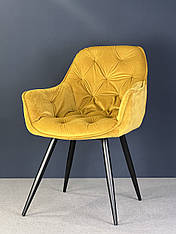 М'який стілець з металевими ніжками "Меджик" жовтого кольору тканини