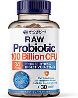 Органические пробиотики Wholesome Wellness RAW Probiotics 100 Billion CFUs 30 капсул