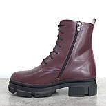 Бордові шкіряні лакові черевики на хутрі жіноче взуття великих розмірів 41 42 43 New Kate Lac Bord BS, фото 2