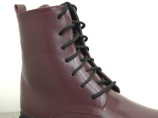 Бордові шкіряні лакові черевики на хутрі жіноче взуття великих розмірів 41 42 43 New Kate Lac Bord BS 2058346162