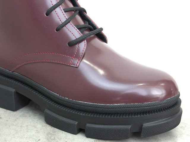 Бордові шкіряні лакові черевики на хутрі жіноче взуття великих розмірів 41 42 43 New Kate Lac Bord BS 2058346162