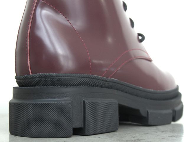 Бордові шкіряні лакові черевики на хутрі жіноче взуття великих розмірів 41 42 43 New Kate Lac Bord BS 2058346162