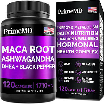 Преміальний комплекс для гарного самопочуття PrimeMD Organic Maca Root&Ashwagandha DHEA&Black Pepper