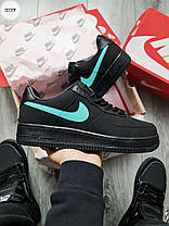 Чоловічі кросівки Nike Air Force 1 Low Tiffany Black Mint Найк Аір Форс Тіффані чорні нубук шкіра демісезон, фото 5