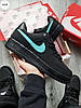 Чоловічі кросівки Nike Air Force 1 Low Tiffany Black Mint Найк Аір Форс Тіффані чорні нубук шкіра демісезон, фото 8