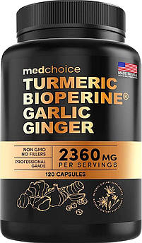 Комплекс для підтримки суглобів, травлення та імунітету MedChoice 4-in-1 Turmeric Garlic Bioperine Ginger