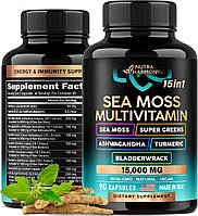 Премиум добавка для иммунитета, энергии и детоксикации Nutra Harmony Sea Moss Multivitamin 90 капсул