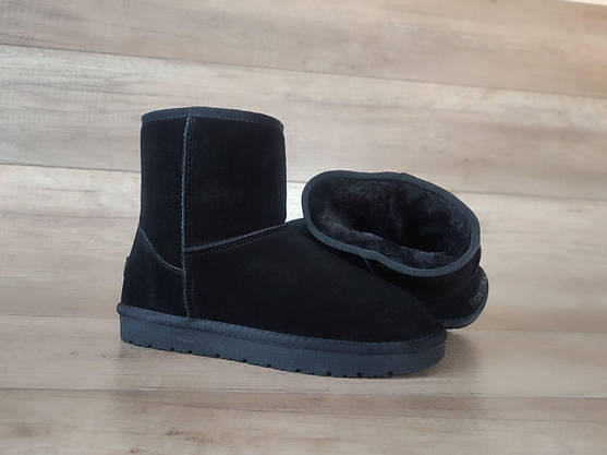 Черные UGG ЗАМША натуральная Высокие (Н= 20см) классические угги без застежки мужские ботинки сапоги, фото 3