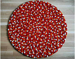 Червоногарячо-білий круглий килим із натуральної вовни під замовлення, зносостійкі килими