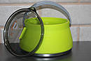Чайник силіконовий складаний 1000ml. зі сталевим дном зелений., фото 8