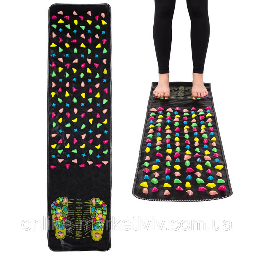 Масажний килимок з камінням 175х35 см, EMS / Доріжка масажна для ніг та спини / Ортопедичний аплікатор, фото 1