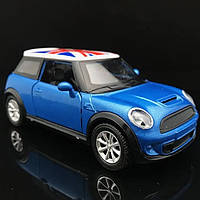 Металлическая инерционная машинка Mini Cooper S с британским флагом. Модель автомобиля Mini Cooper S 1:32