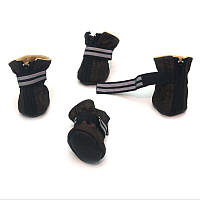 Ботиночки для собак і кішок Zoo-hunt Мех коричневі №1 4,5х6,5х11 см