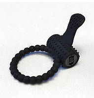 Ерекційне кільце на пініс із вібрацією та пелюсткою чорний (A24)