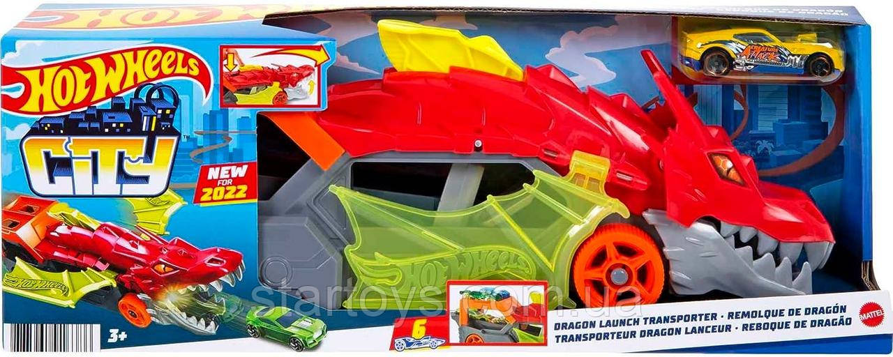 Хот Вілс Дракон Випльовує Машинки Hot Wheels Dragon Launch Transporter Mattel GTK42