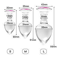 Скляна анальна пробка з кристалом S (32*80mm)